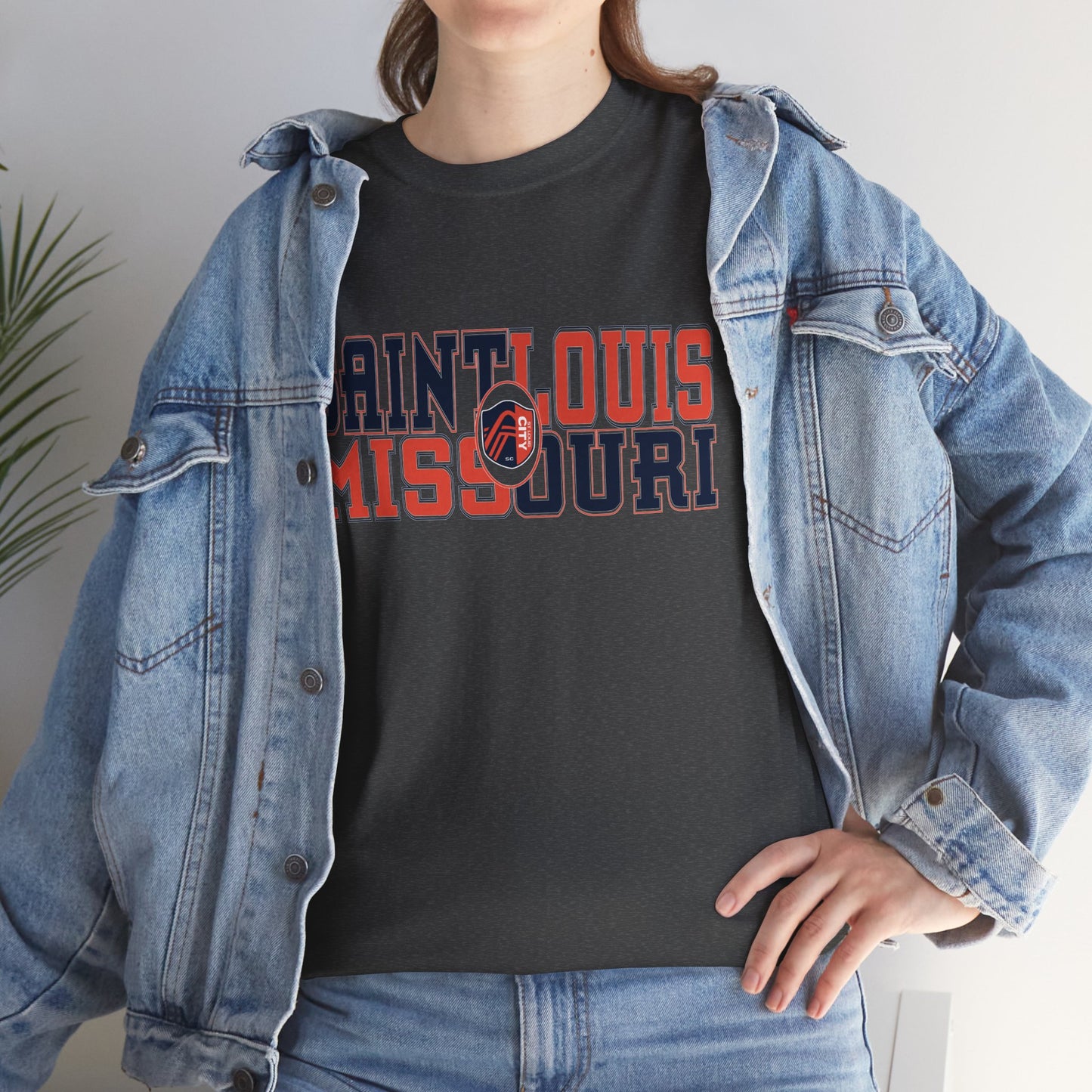 Saint Louis Missouri Tee in Blue and Red Font