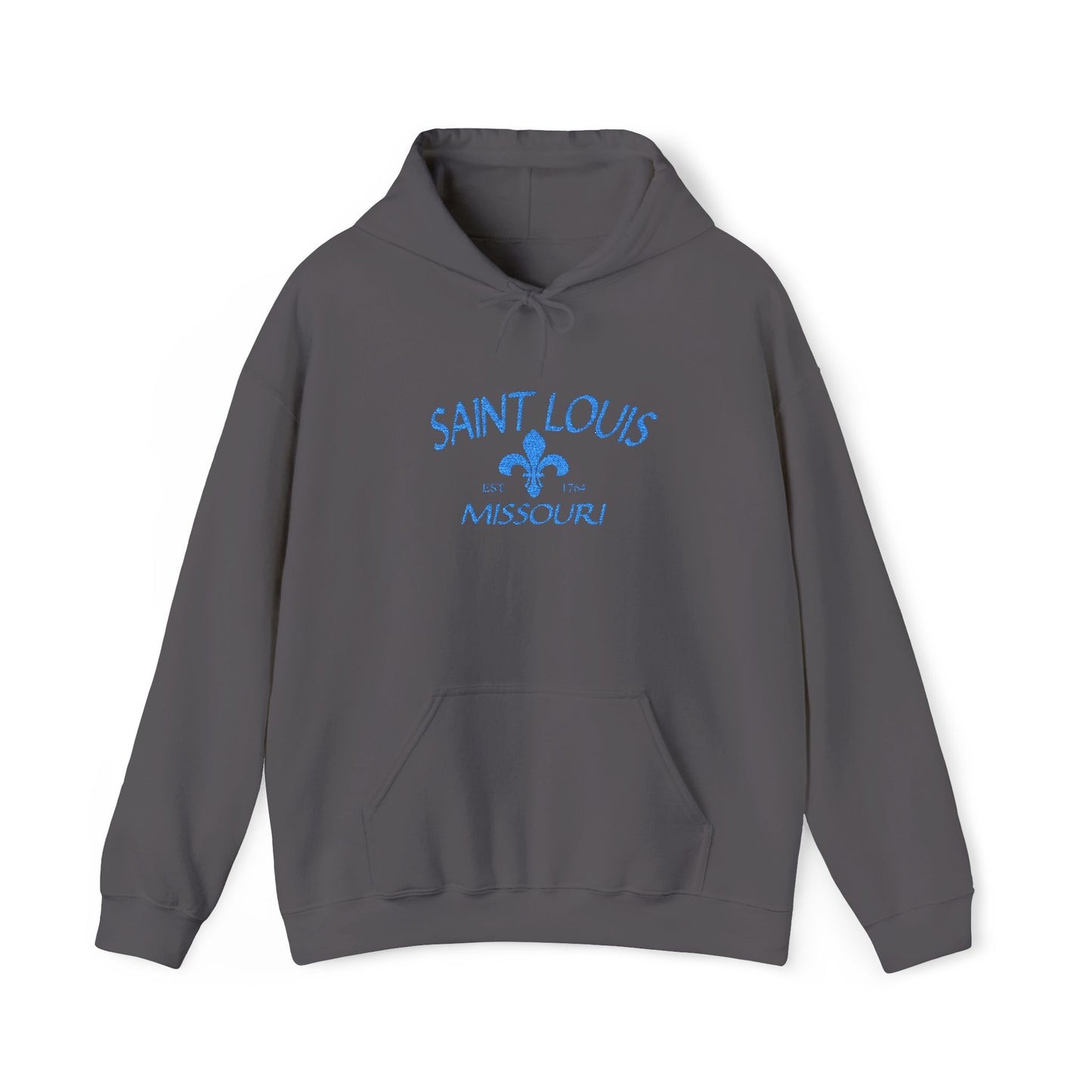 Saint Louis Embroidered Hoodie — Blue Lettering