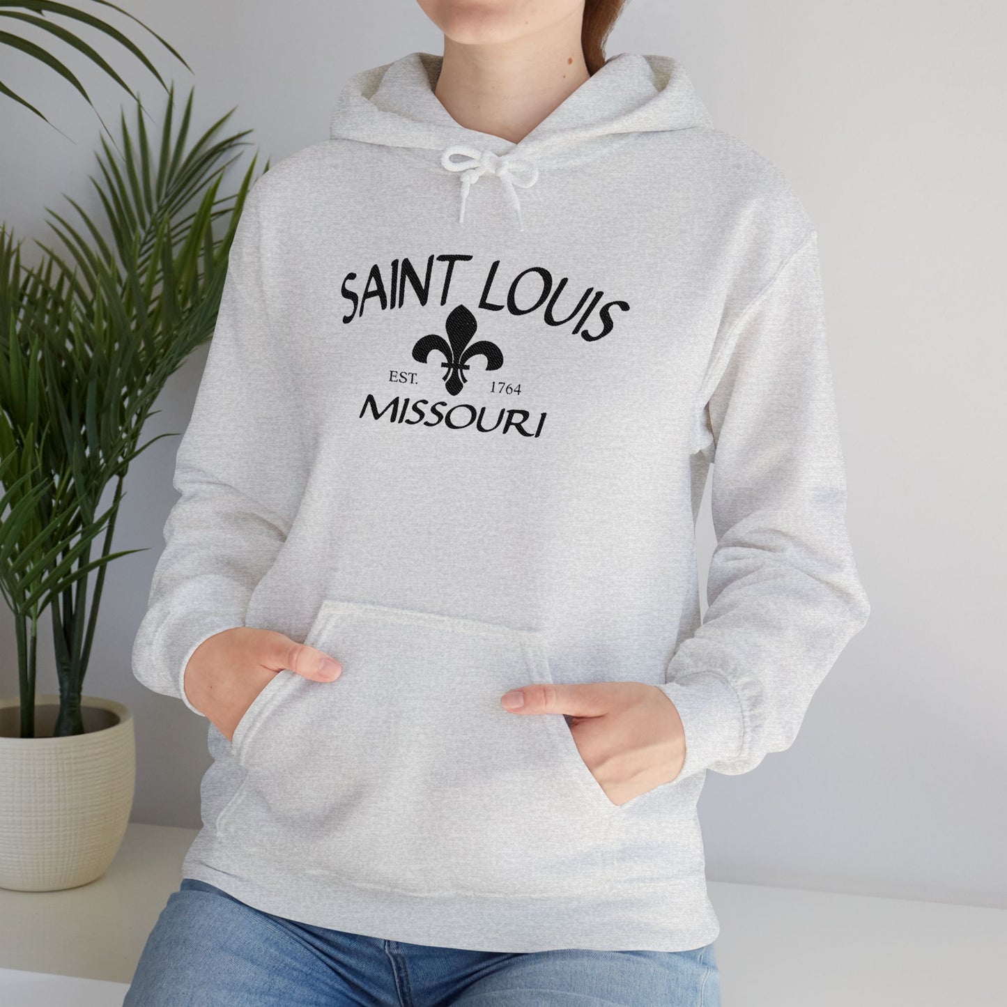 Saint Louis Missouri Embroidered Hoodie (Black Lettering)