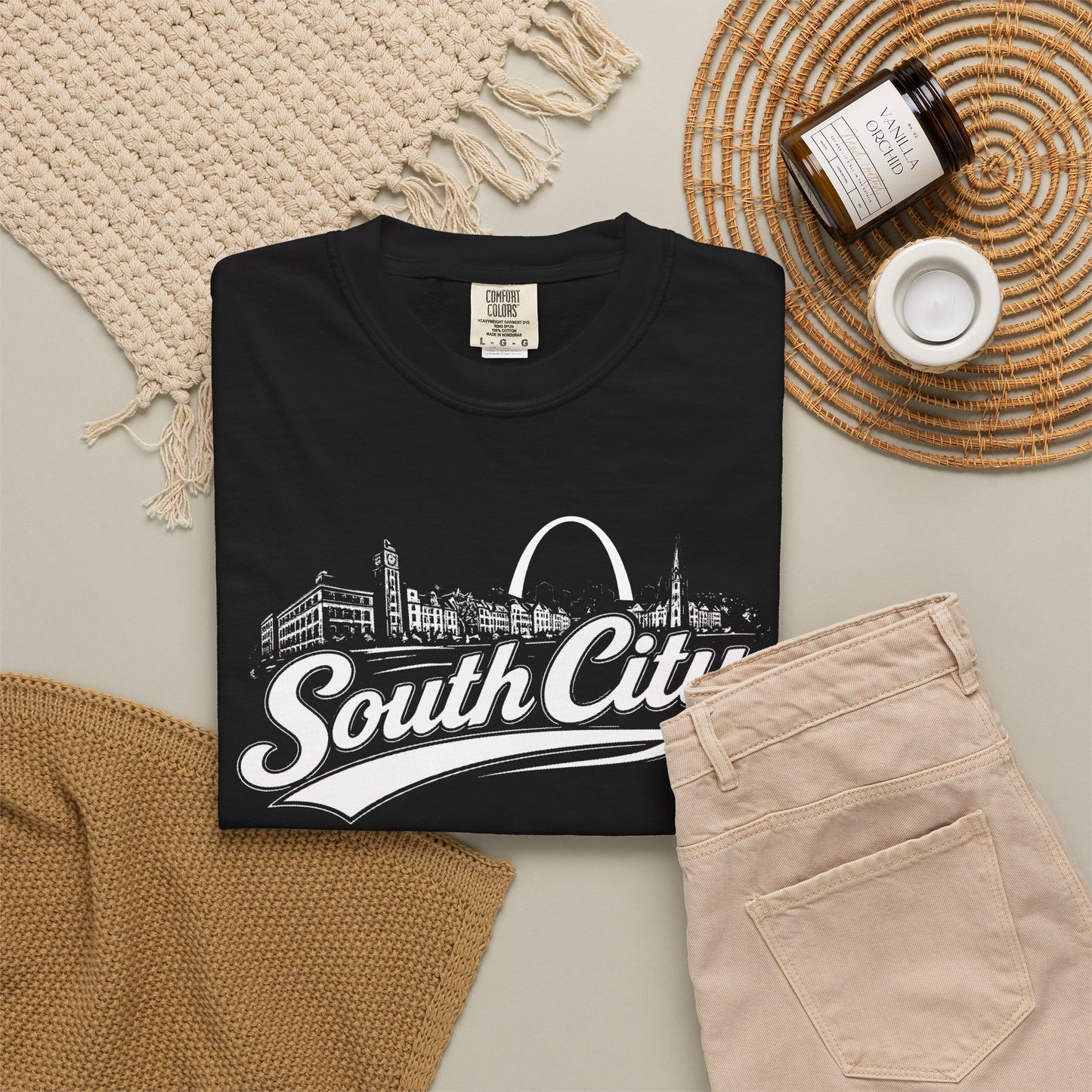 South City St. Louis Shirt Comfort Colors Tee | STL Arch Skyline Graphic | Vintage South City T‑Shirt | Saint Louis Neighborhood Apparel