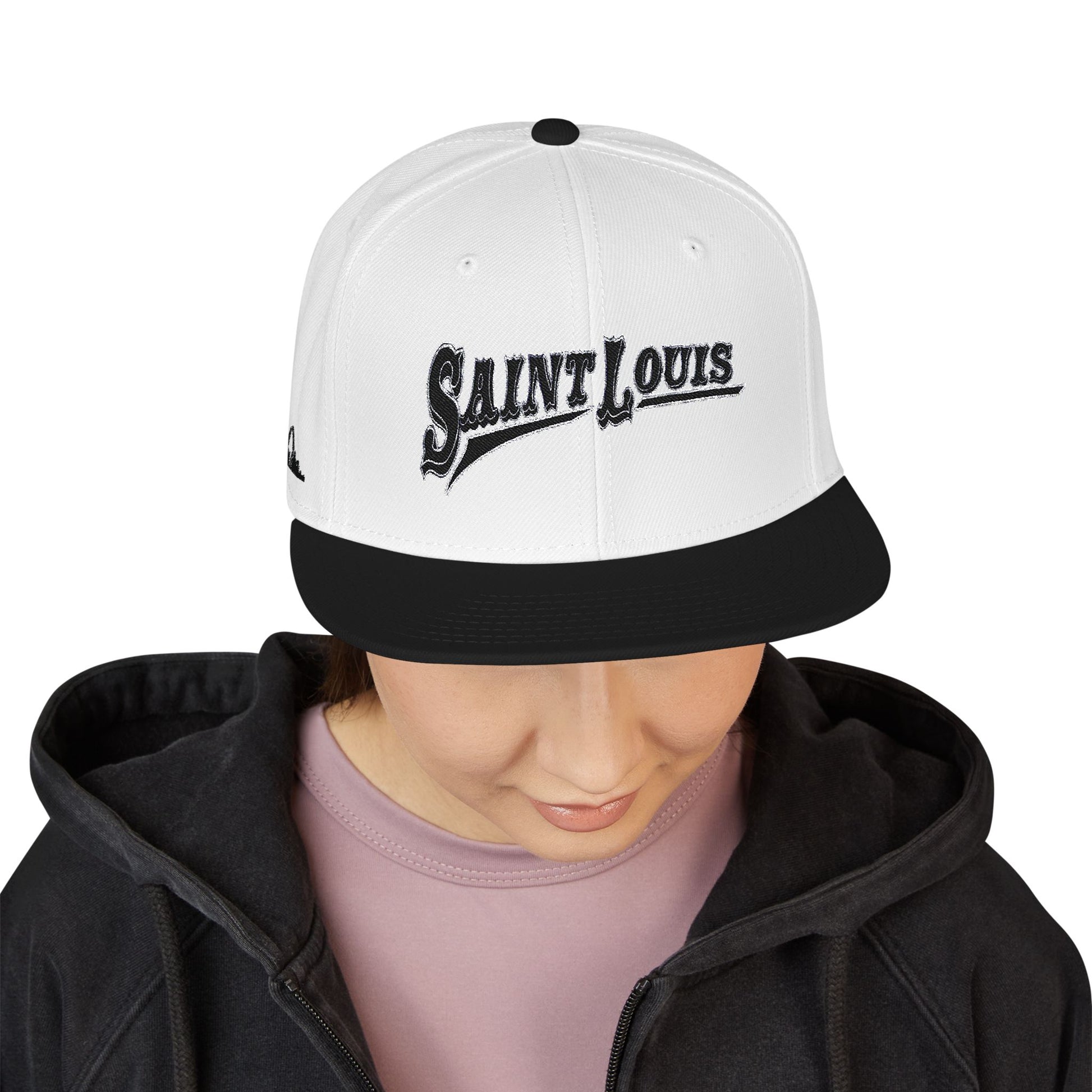 Saint Louis Flat Bill Snapback Cap with Skyline sides Printify