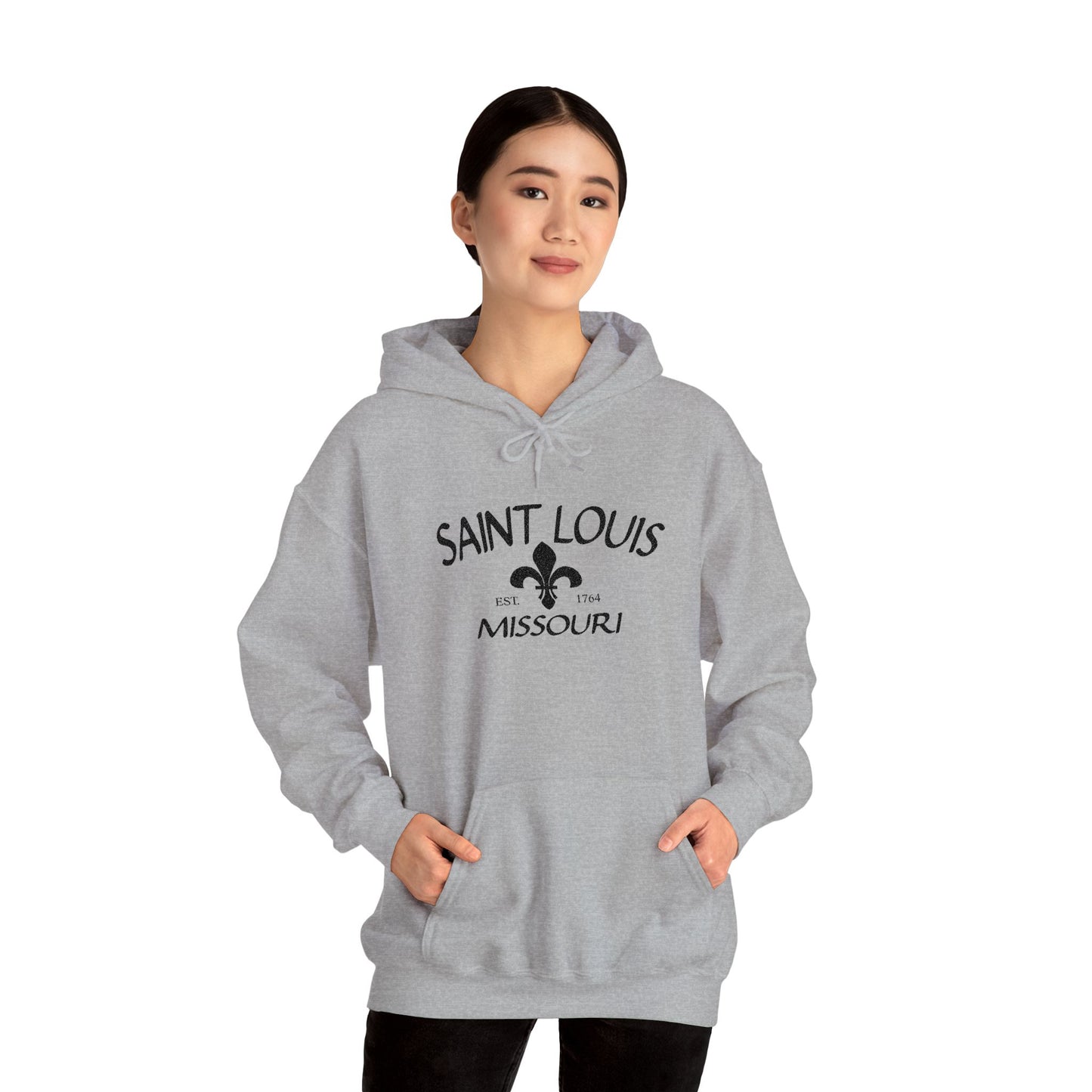 Saint Louis Missouri Embroidered Hoodie (Black Lettering)