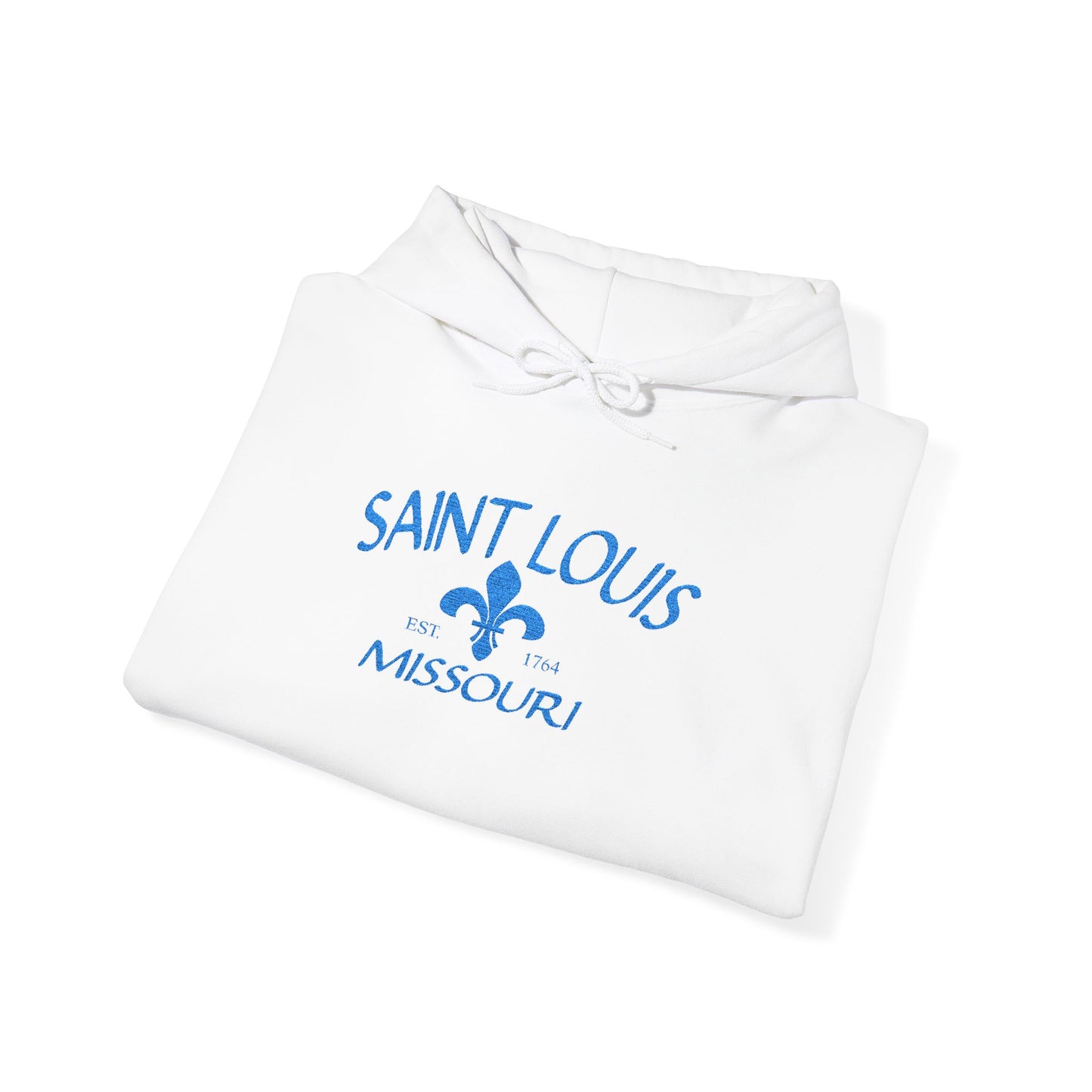Saint Louis Embroidered Hoodie — Blue Lettering