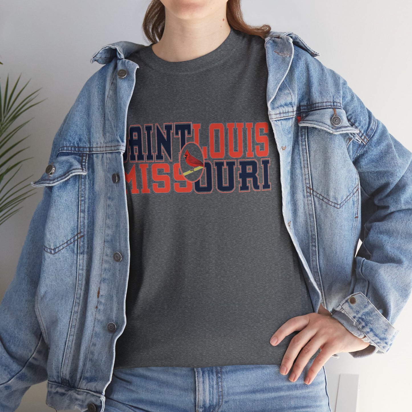 Saint Louis Tee in Red and Blue Lettering