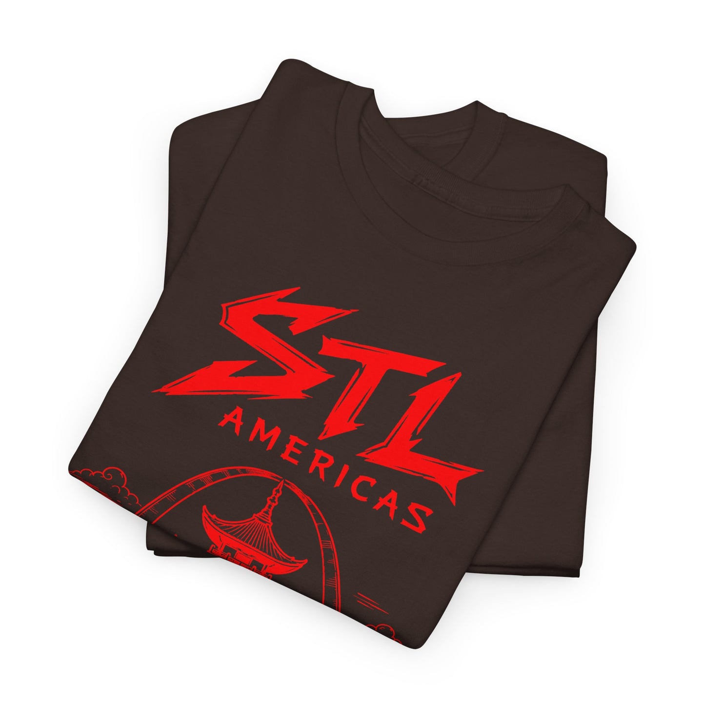 STL Americas Chinese Food T-Shirt — Retro Pagoda Graphic Tee