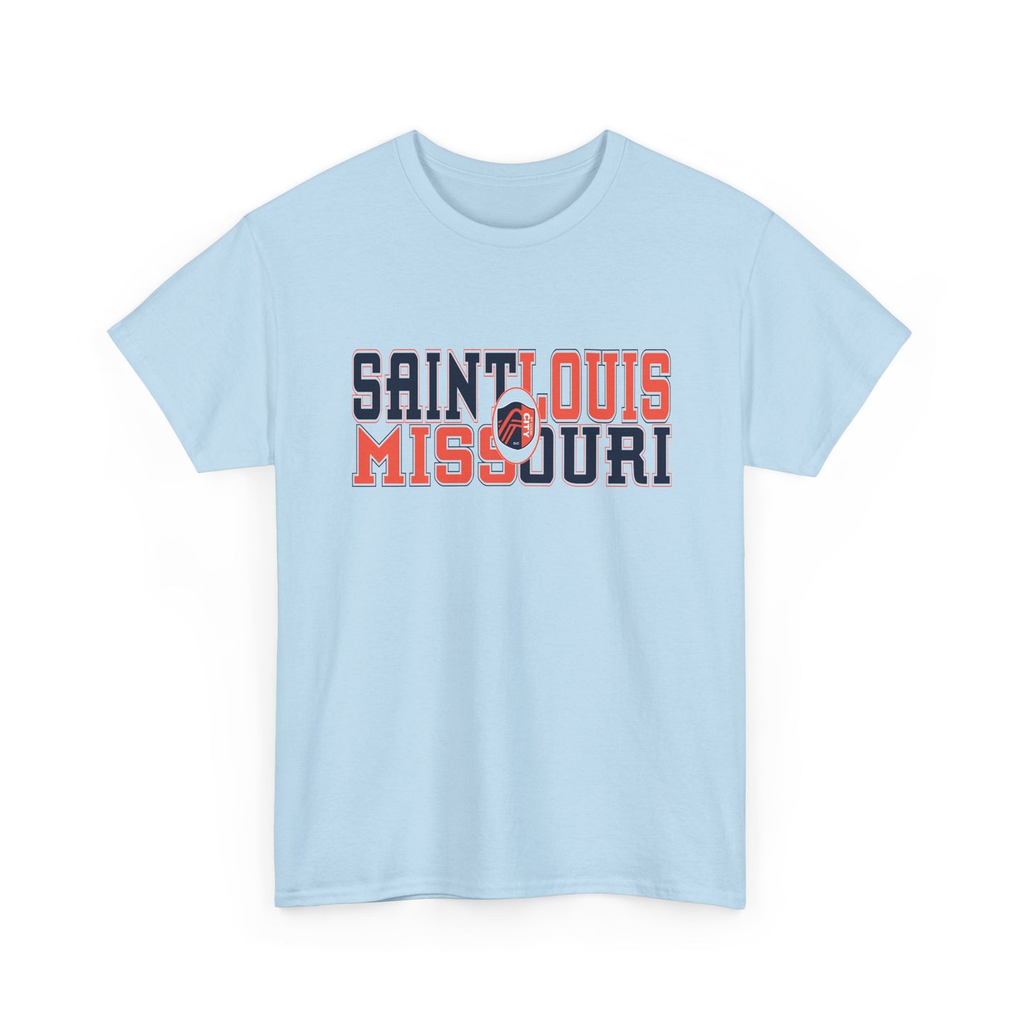 Saint Louis Missouri Tee in Blue and Red Font