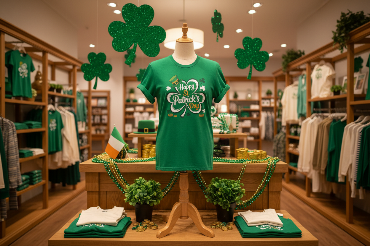 St. Patrick's Day Shamrock Tee — "Happy St. Patrick's Day" Graphic
