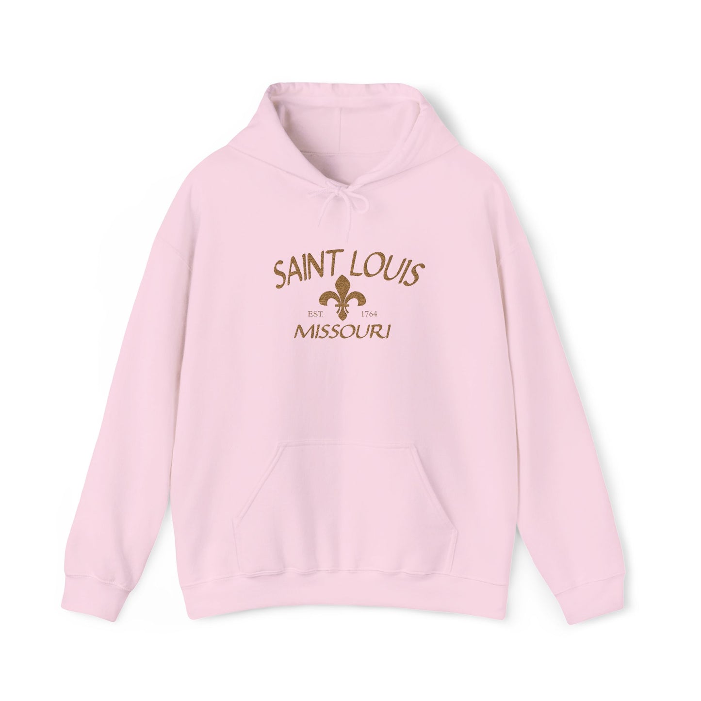 Saint Louis Missouri Embroidered Hoodie — Brown Lettering