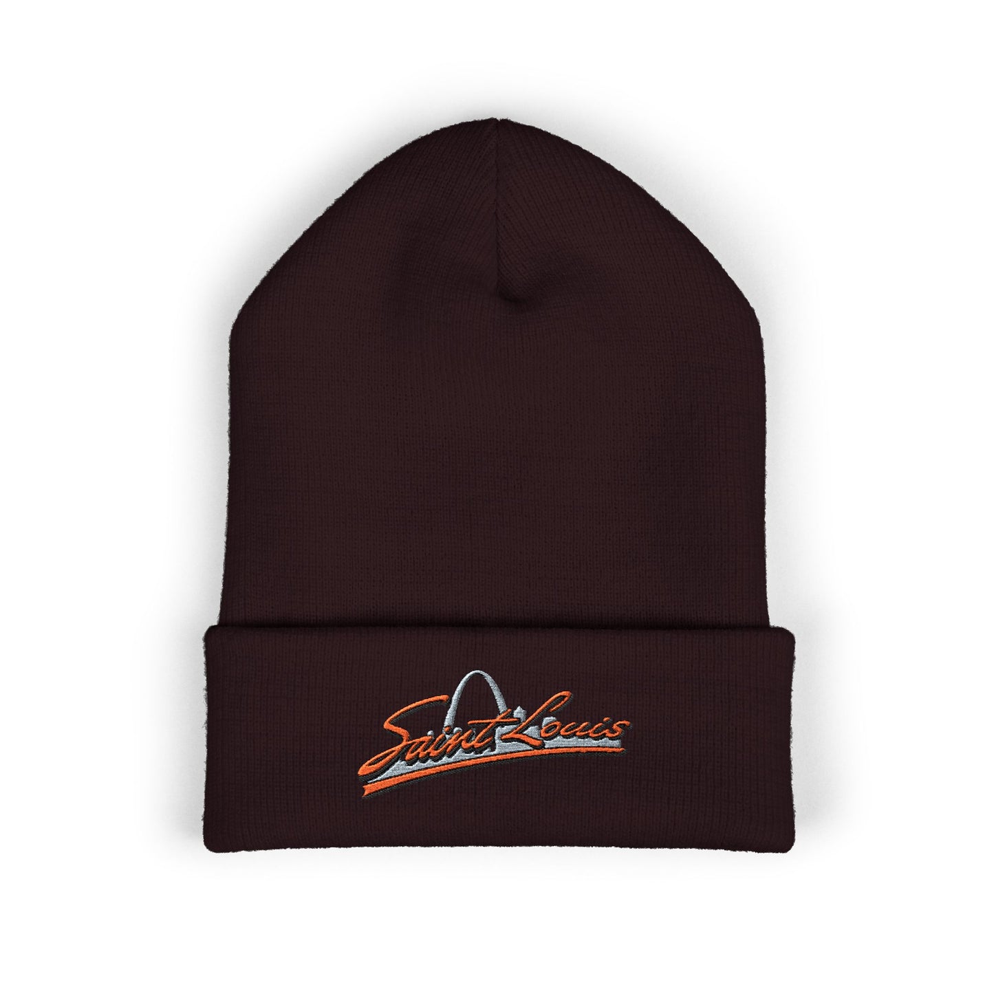 Embroidered Beanie- Saint Louis Orange Lettering