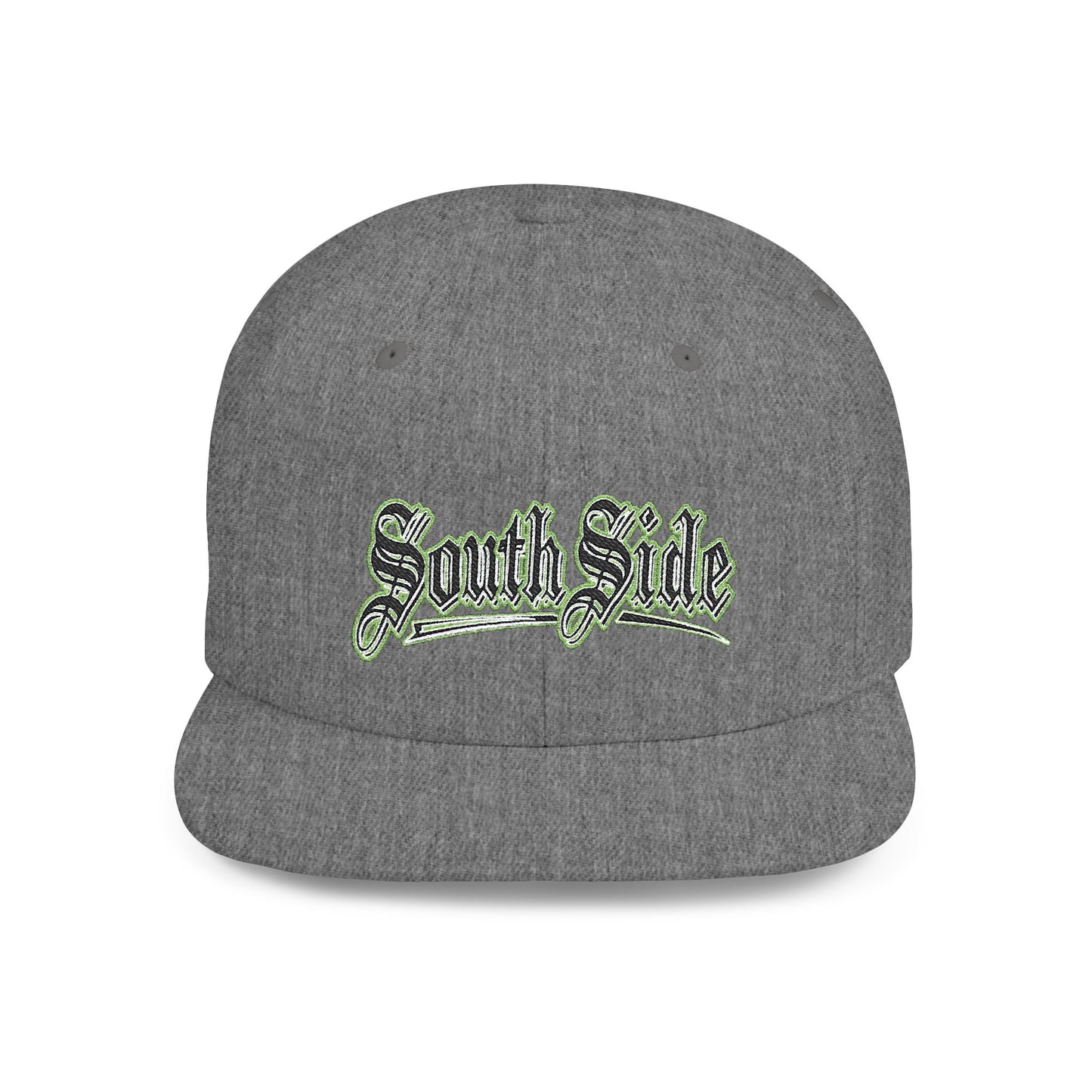 South Side Flat Bill Snapback Green outline Printify