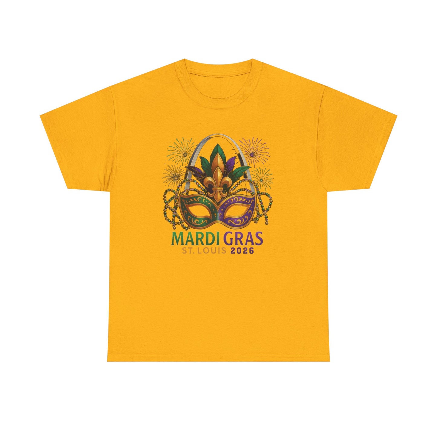 Mardi Gras Graphic T-Shirt — Festive Mask & Beads Tee