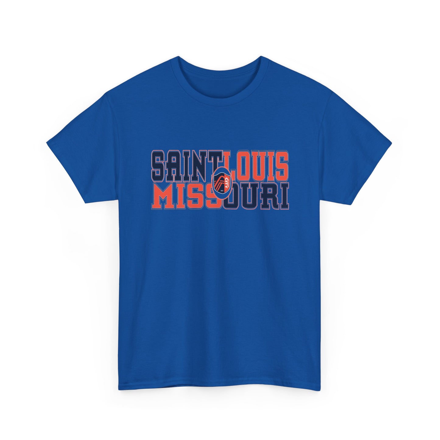 Saint Louis Missouri Tee in Blue and Red Font