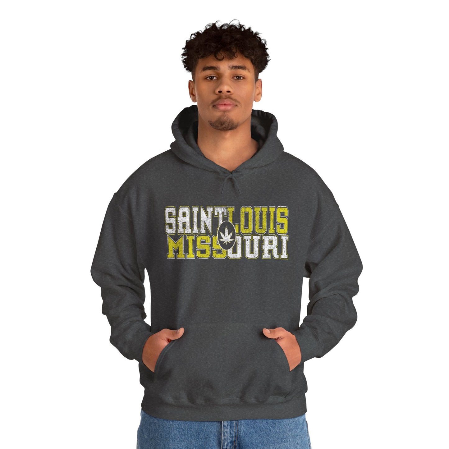 Saint Louis Missouri Hoodie – Retro Collegiate Design with Leaf Emblem