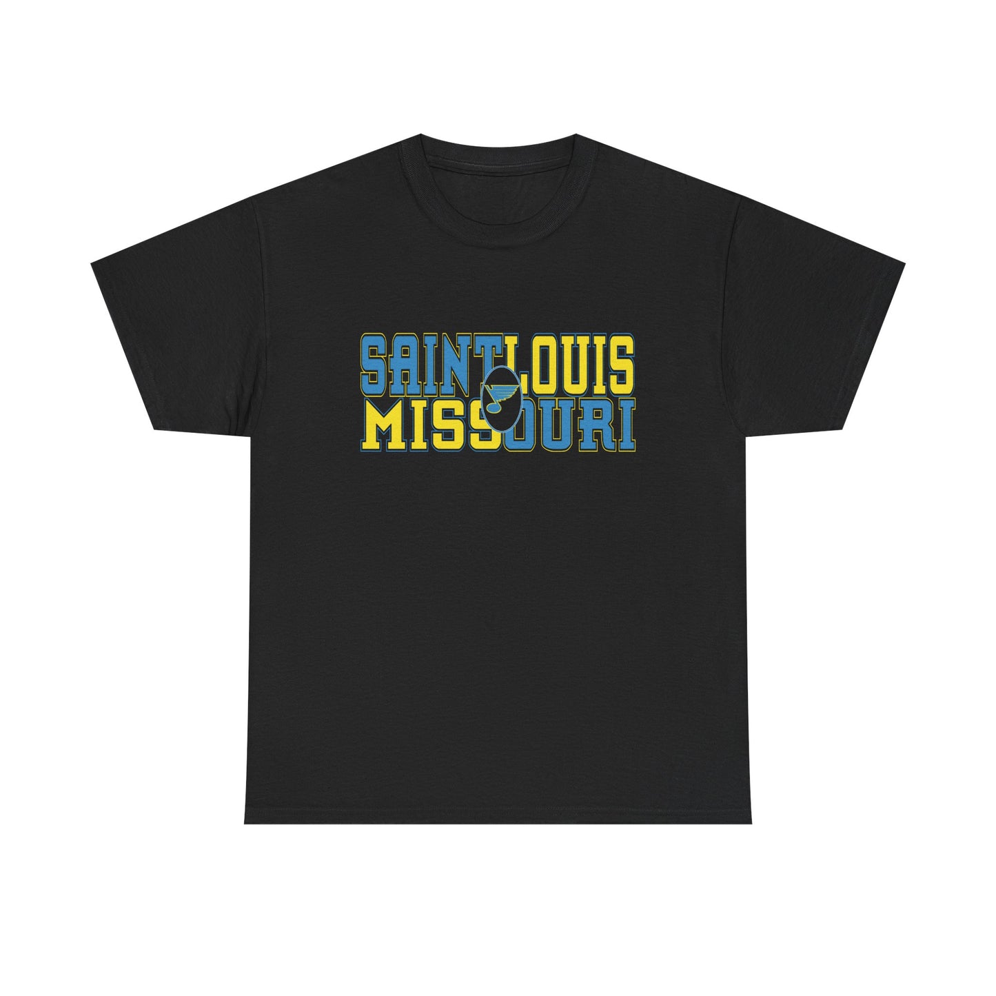 Saint Louis Missouri Tee in Blue & Gold Font