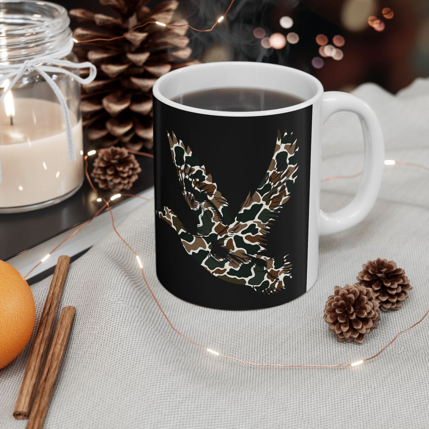 Ceramic Mug, (11oz, 15oz)-Camo Duck Theme