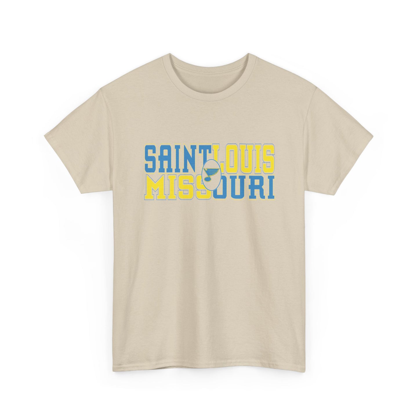 Saint Louis Missouri Tee in Blue & Gold Font
