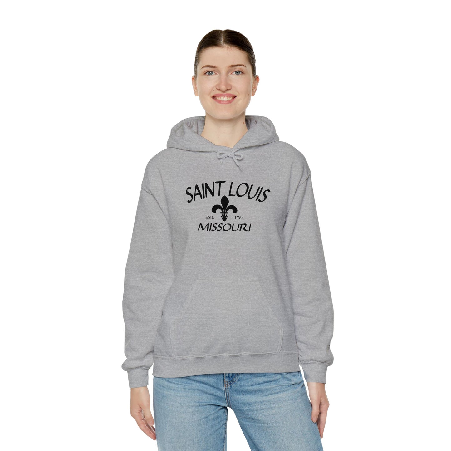 Saint Louis Missouri Embroidered Hoodie (Black Lettering)