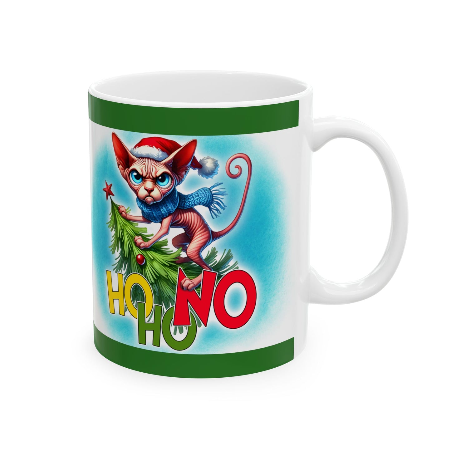 Funny Cat Mug - Ho, Ho, No - 11oz, 15oz Ceramic Mug