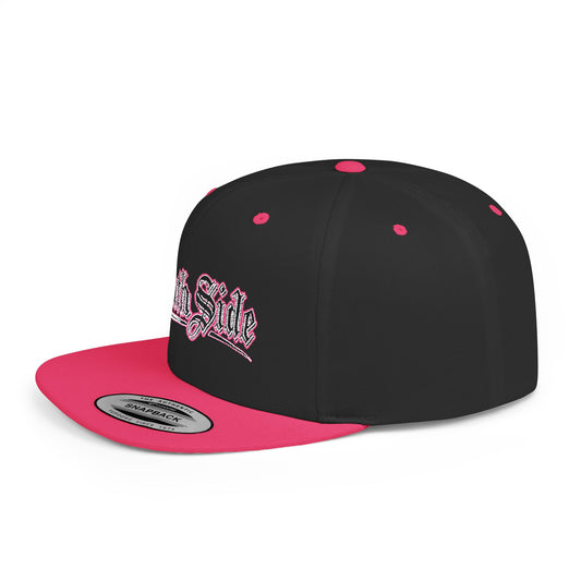 South Side Flat Bill Snapback Pink outline Printify