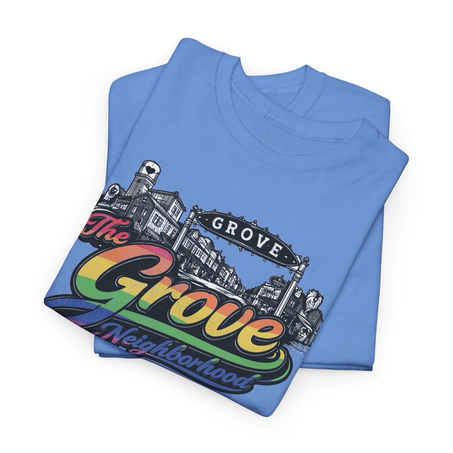 The Grove Neighborhood Tee — Retro Rainbow Logo T-Shirt