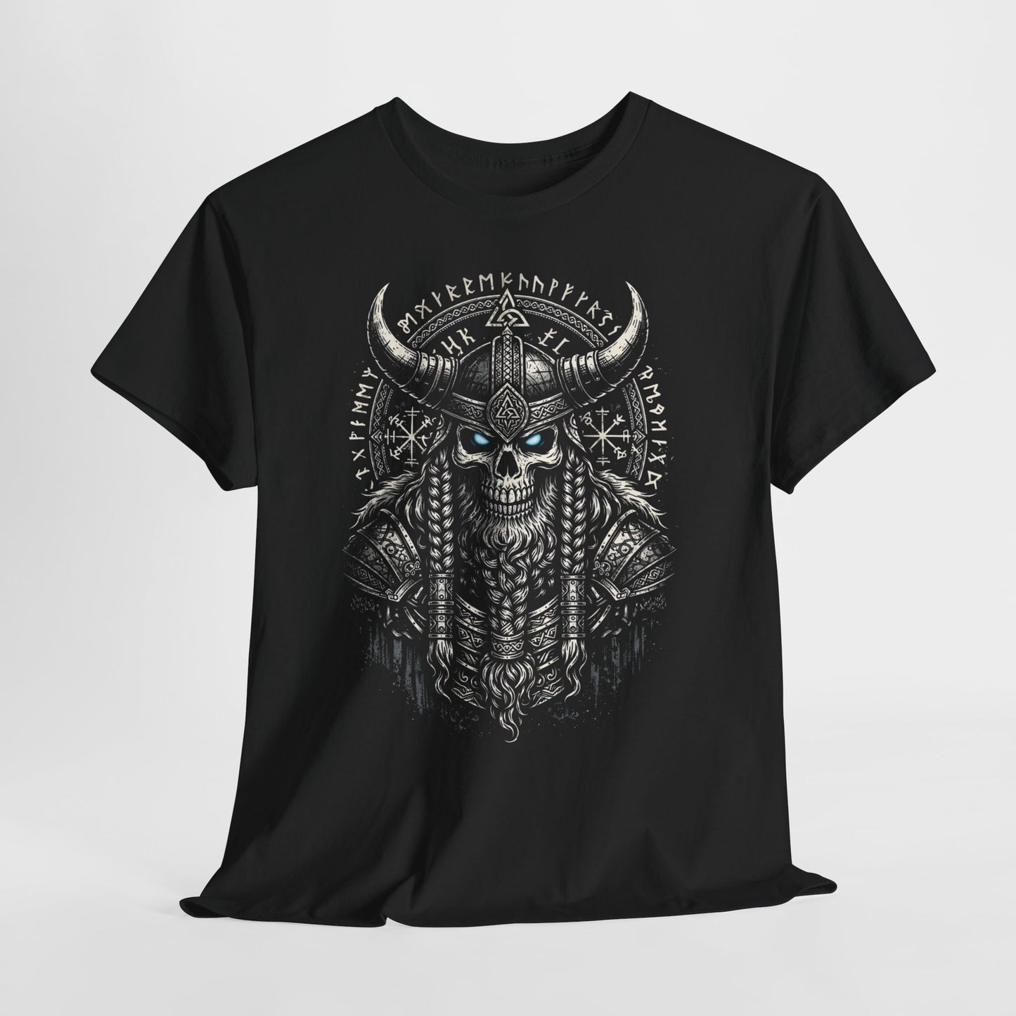 Viking Skull Warrior Tee – Norse Rune Heavy Metal T-Shirt