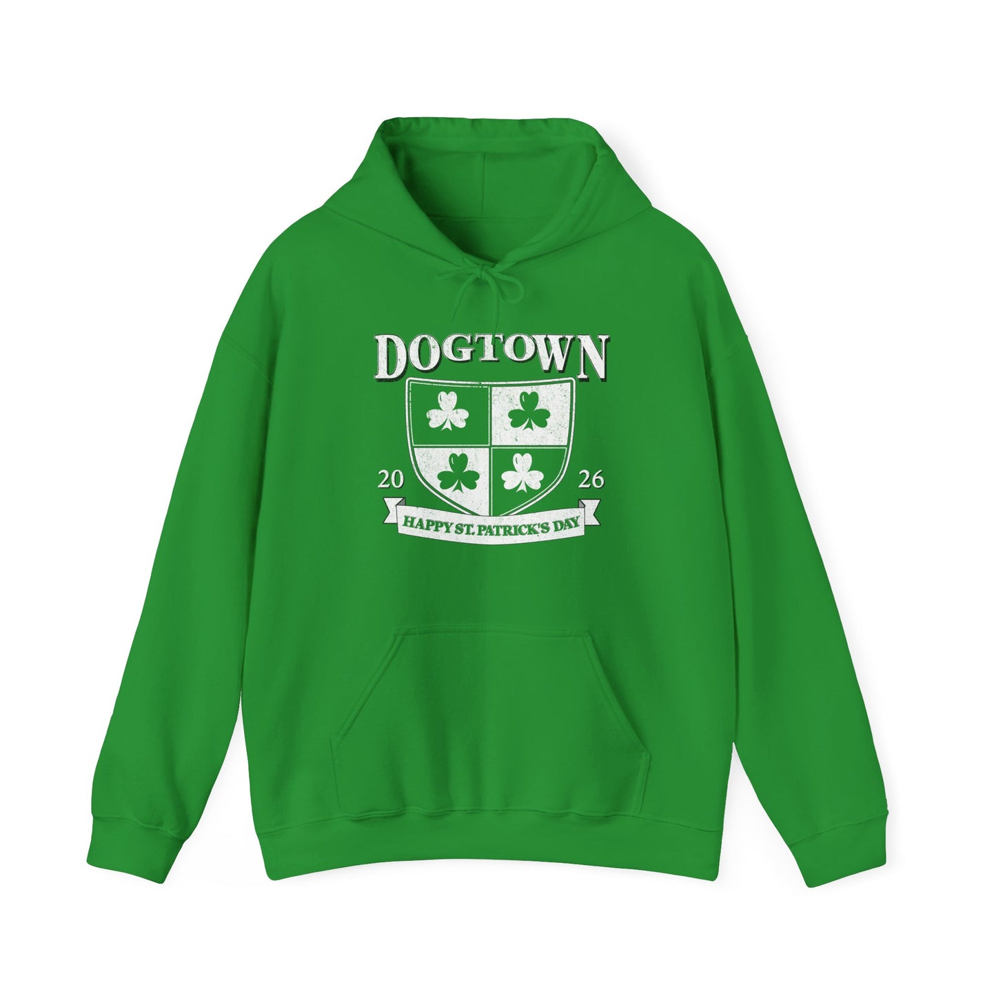 Dogtown St. Patrick's Day Hoodie — Shamrock Crest 'Happy St. Patrick's Day'