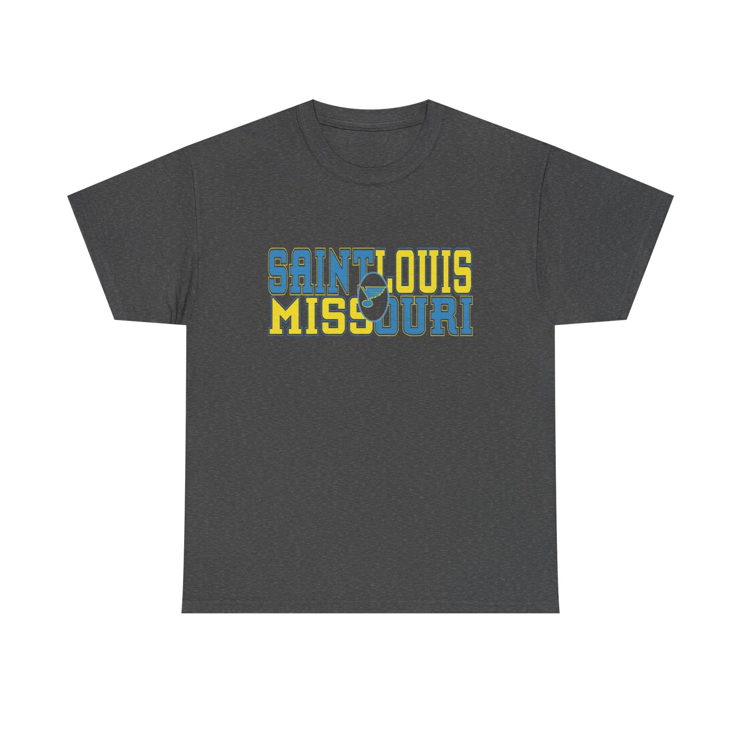 Saint Louis Missouri Tee in Blue & Gold Font