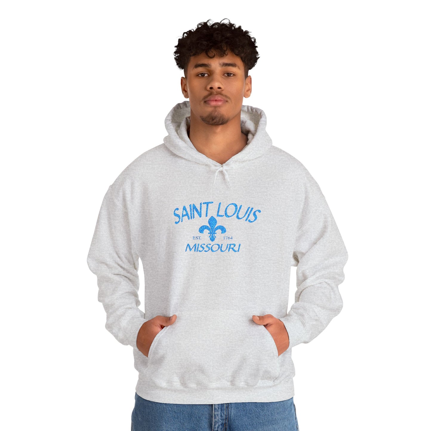 Saint Louis Embroidered Hoodie — Blue Lettering