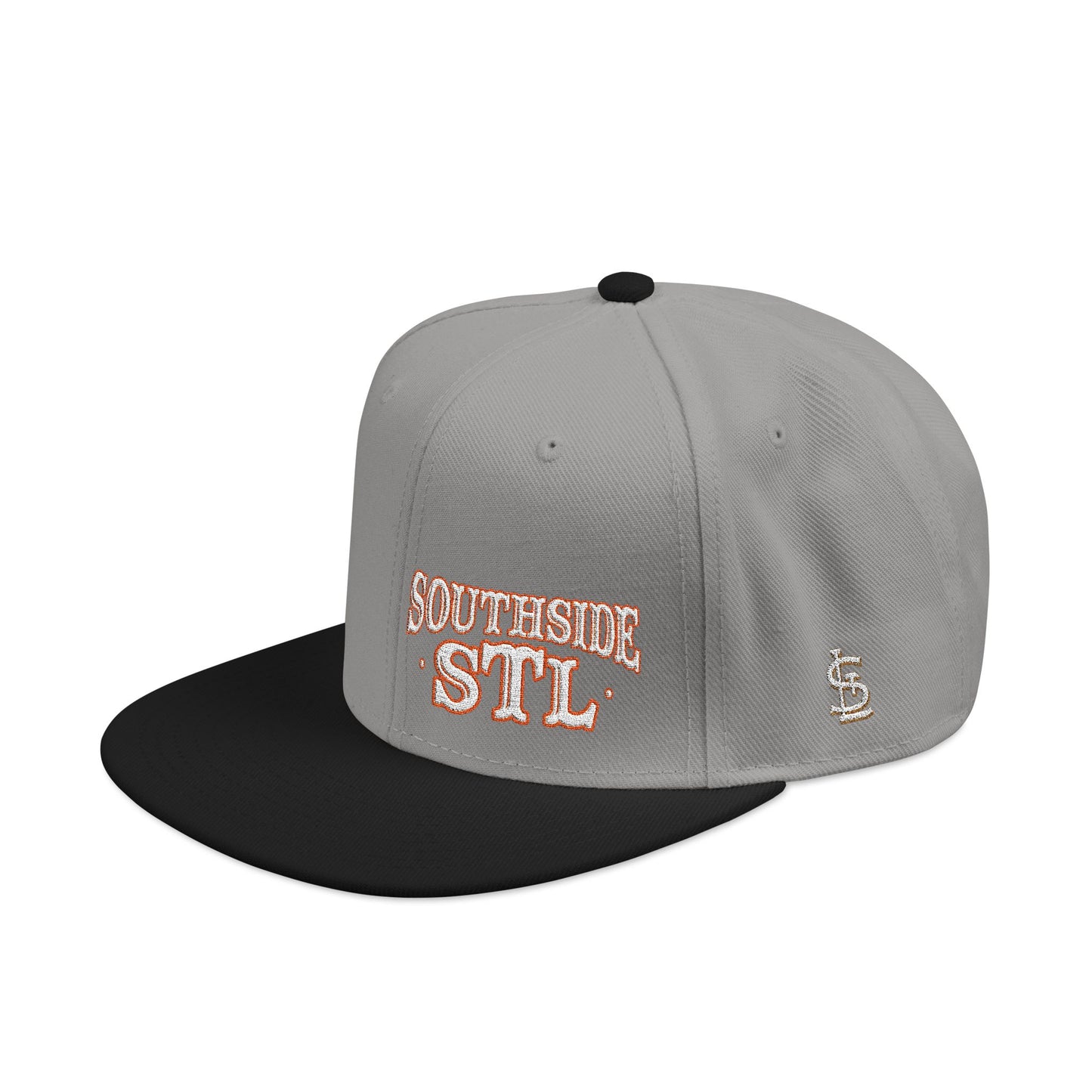 Embroidered Snapback Hat - Southside STL - White & Orange Lettering Printify