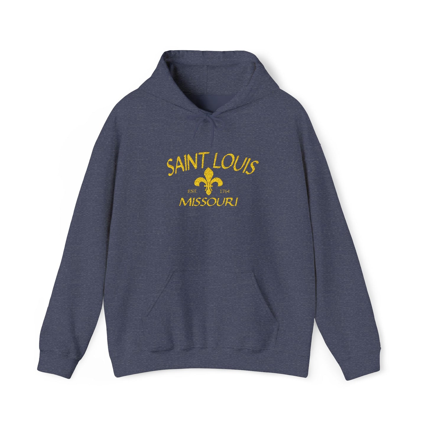 Embroidered Hoodie-Saint Louis Missouri (Yellow Lettering) Printify