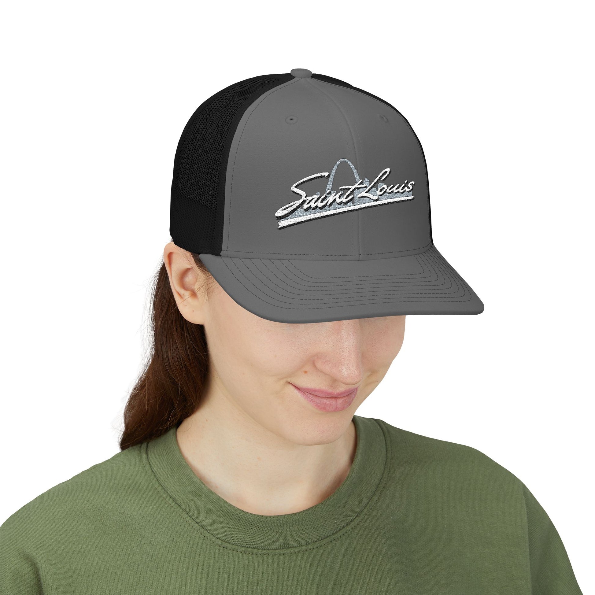 Embroidered Snapback Trucker Cap - Saint Louis Logo Printify