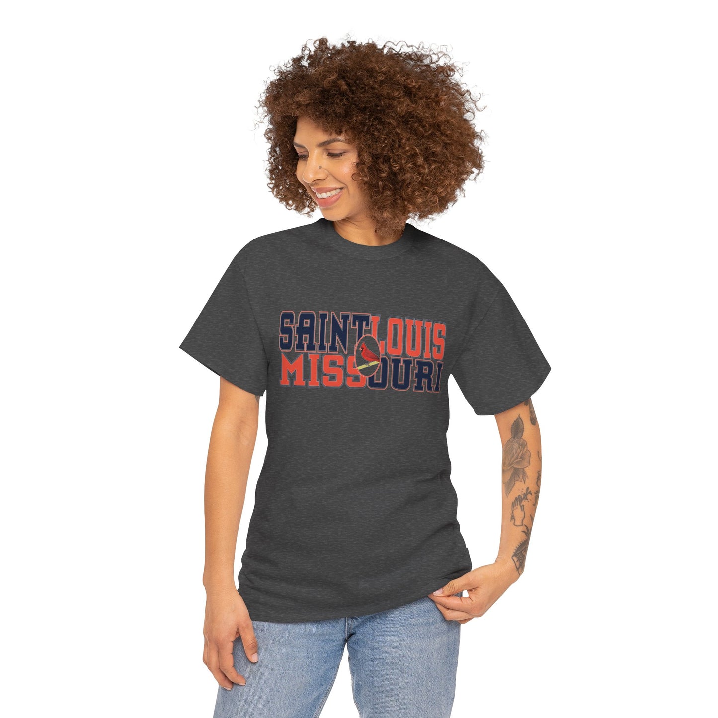 Saint Louis Tee in Red and Blue Lettering