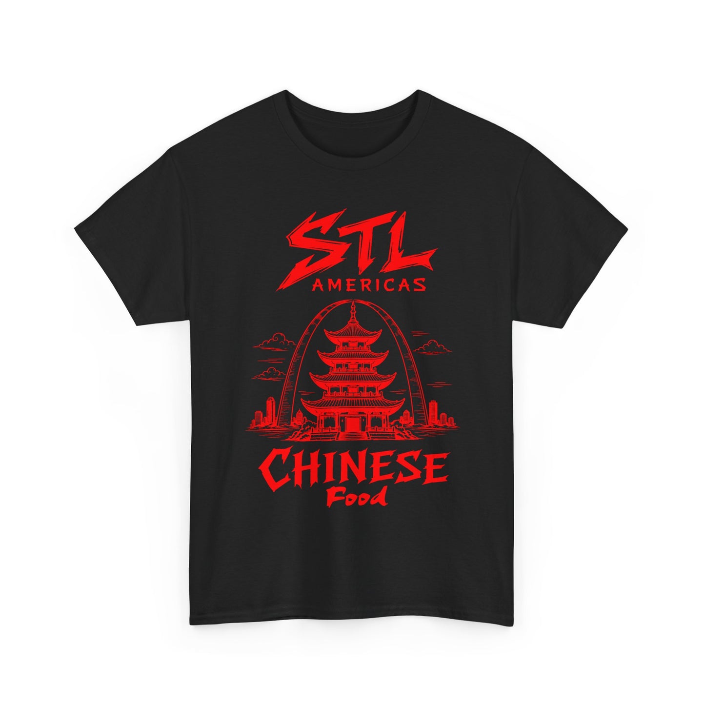STL Americas Chinese Food T-Shirt — Retro Pagoda Graphic Tee