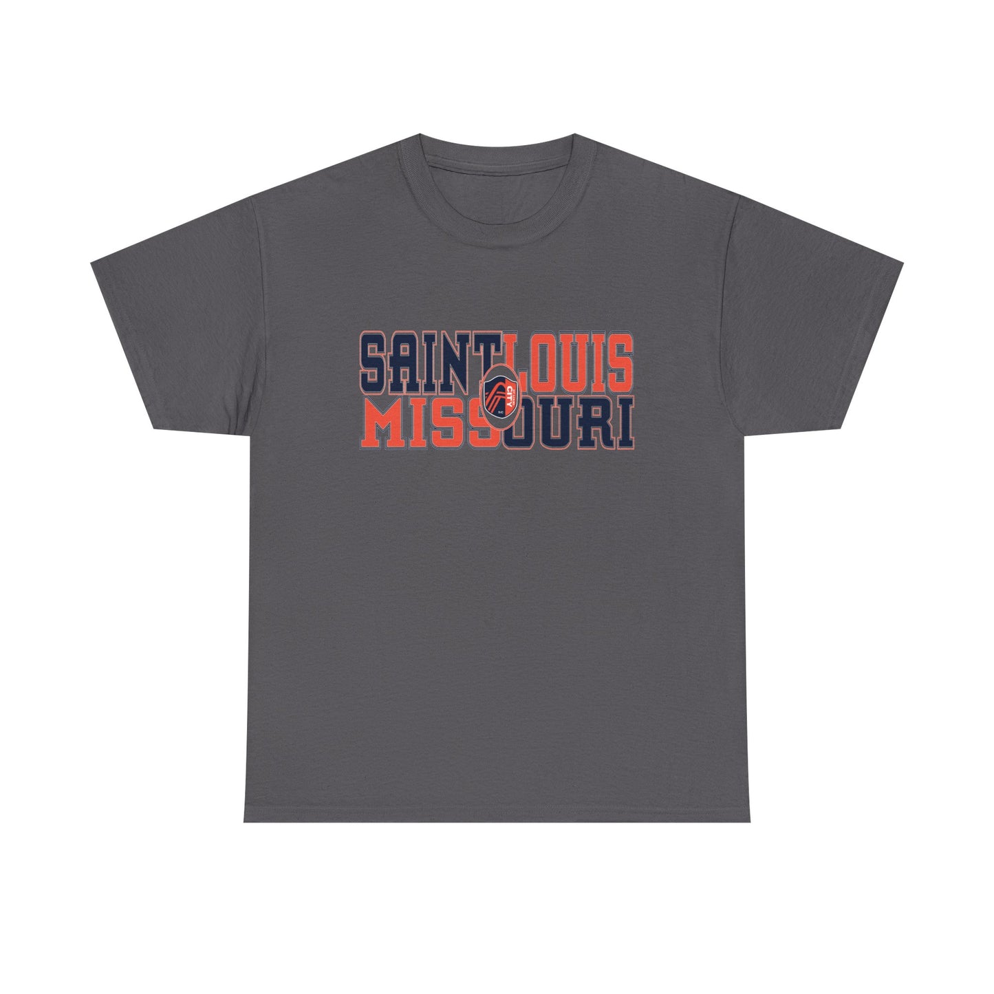 Saint Louis Missouri Tee in Blue and Red Font