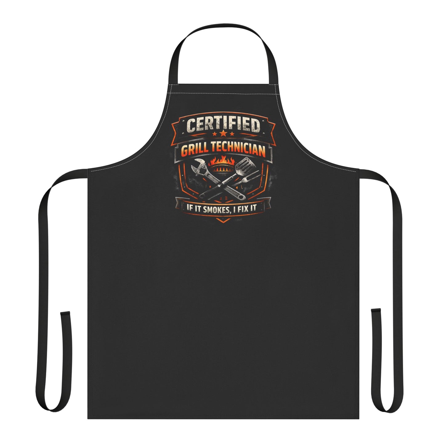 Certified Grill Technician Apron — "If It Smokes, I Fix It" BBQ Chef Apron