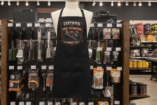 Certified Grill Technician Apron — "If It Smokes, I Fix It" BBQ Chef Apron