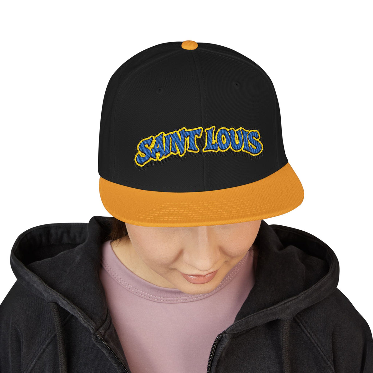 St. Louis Embroidered Snapback Hat — Retro Script Logo Cap