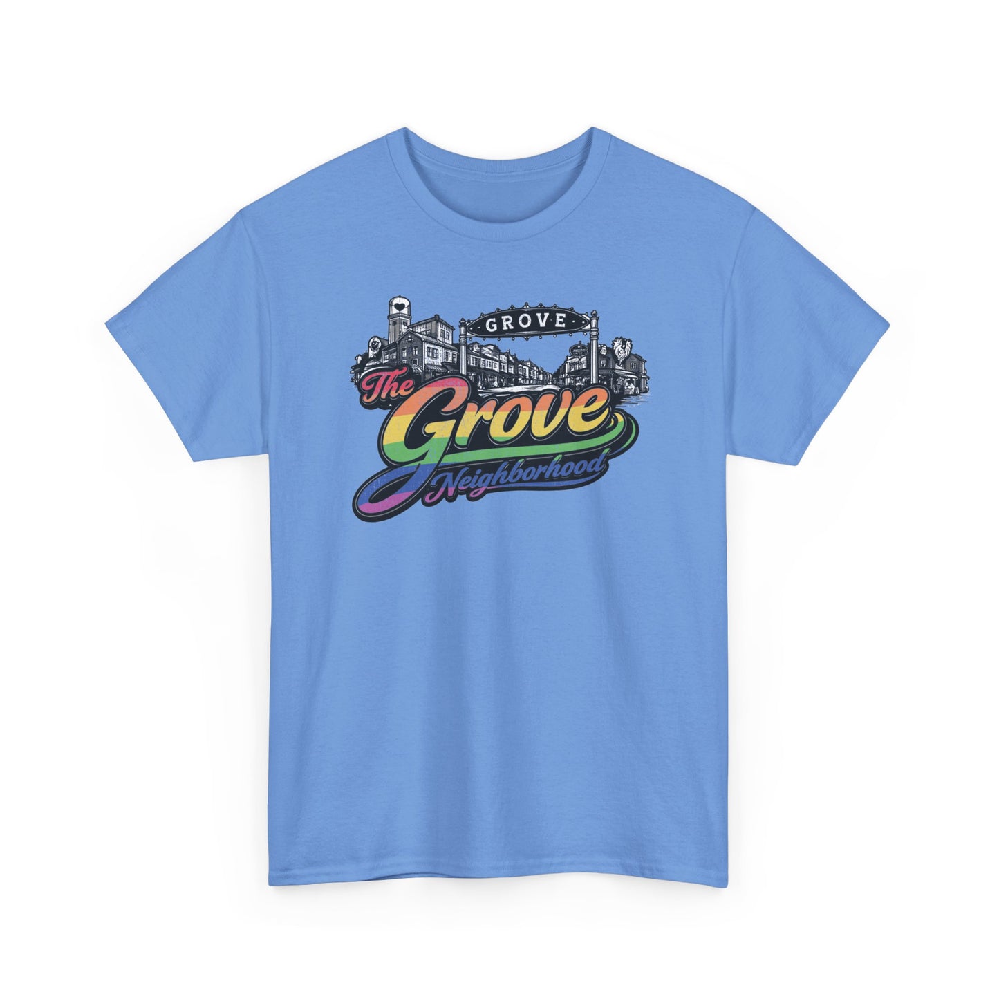 The Grove Neighborhood Tee — Retro Rainbow Logo T-Shirt