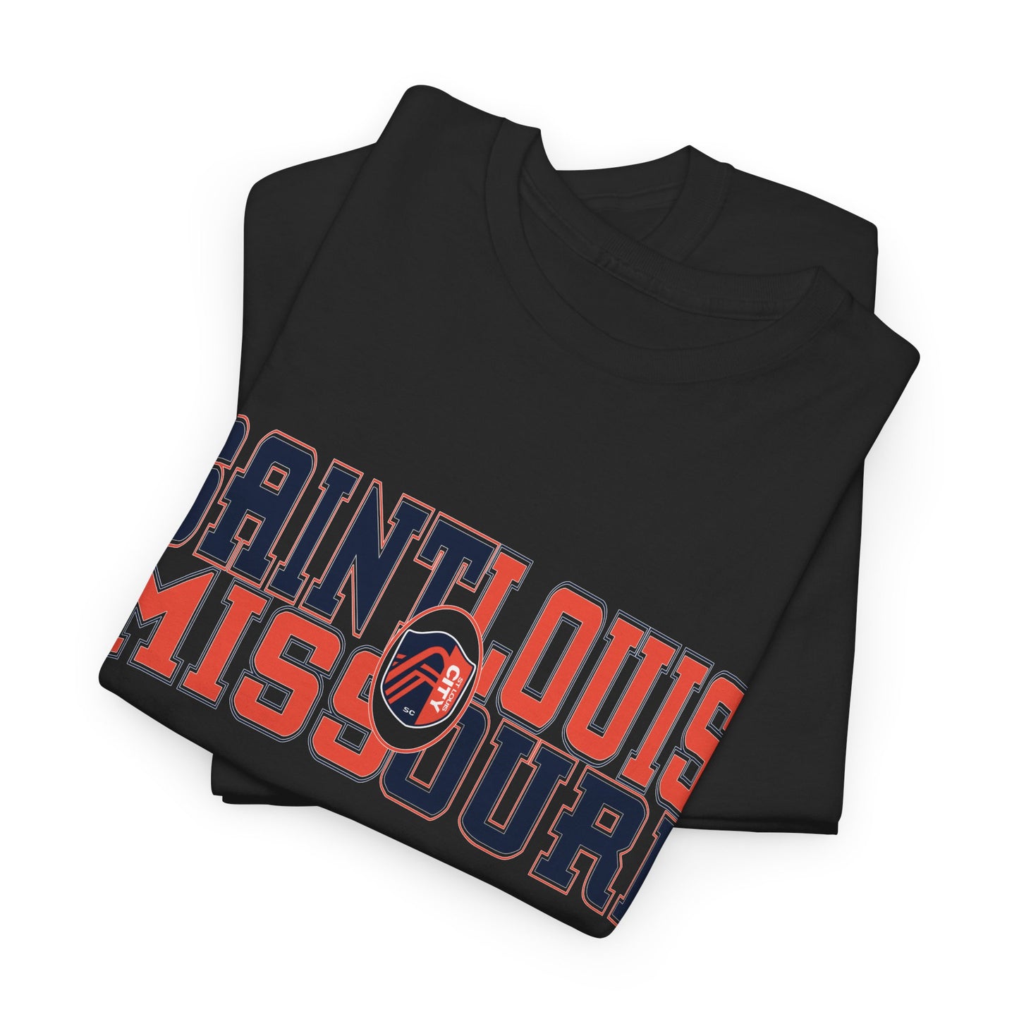 Saint Louis Missouri Tee in Blue and Red Font
