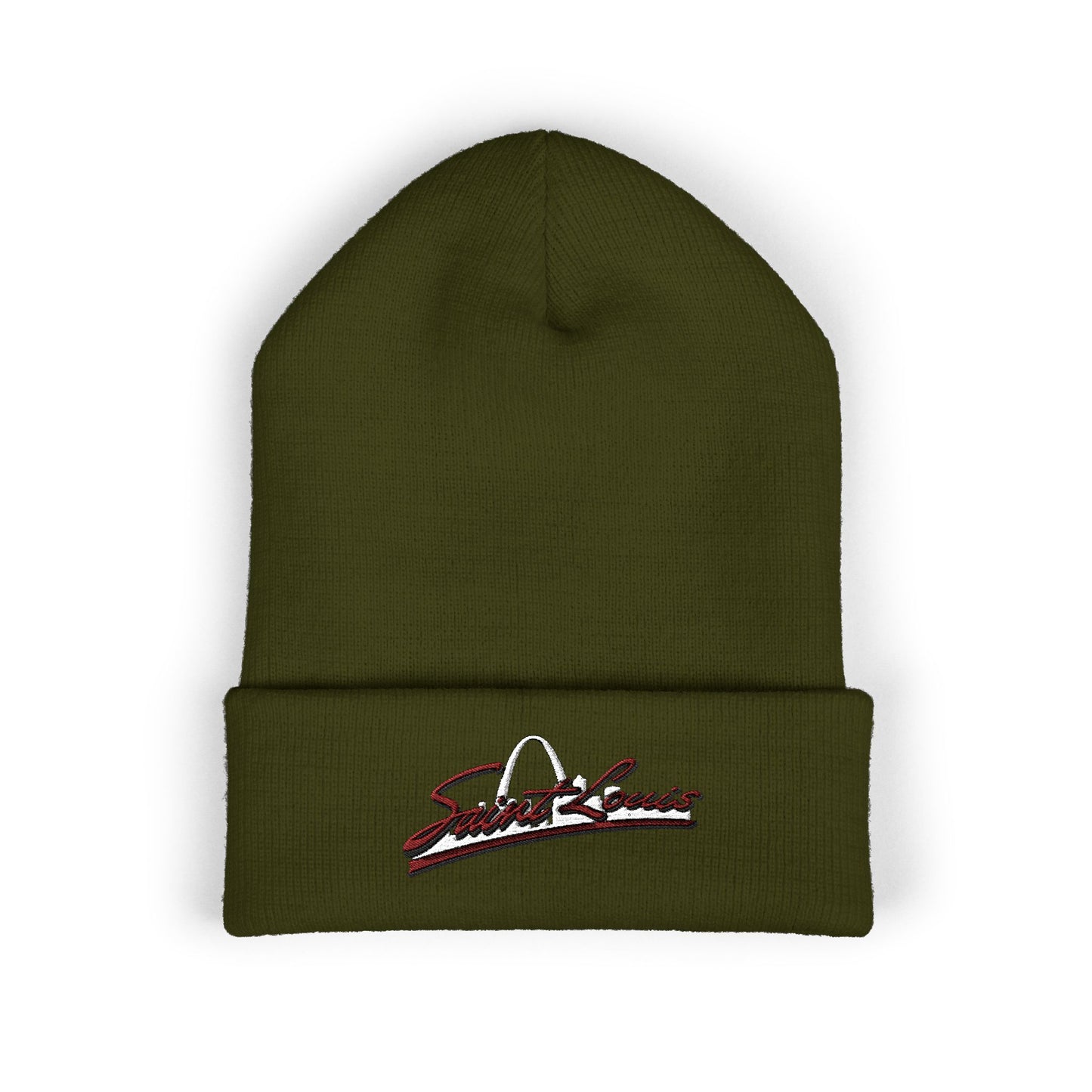 Embroidered Beanie - Saint Louis Red Lettering