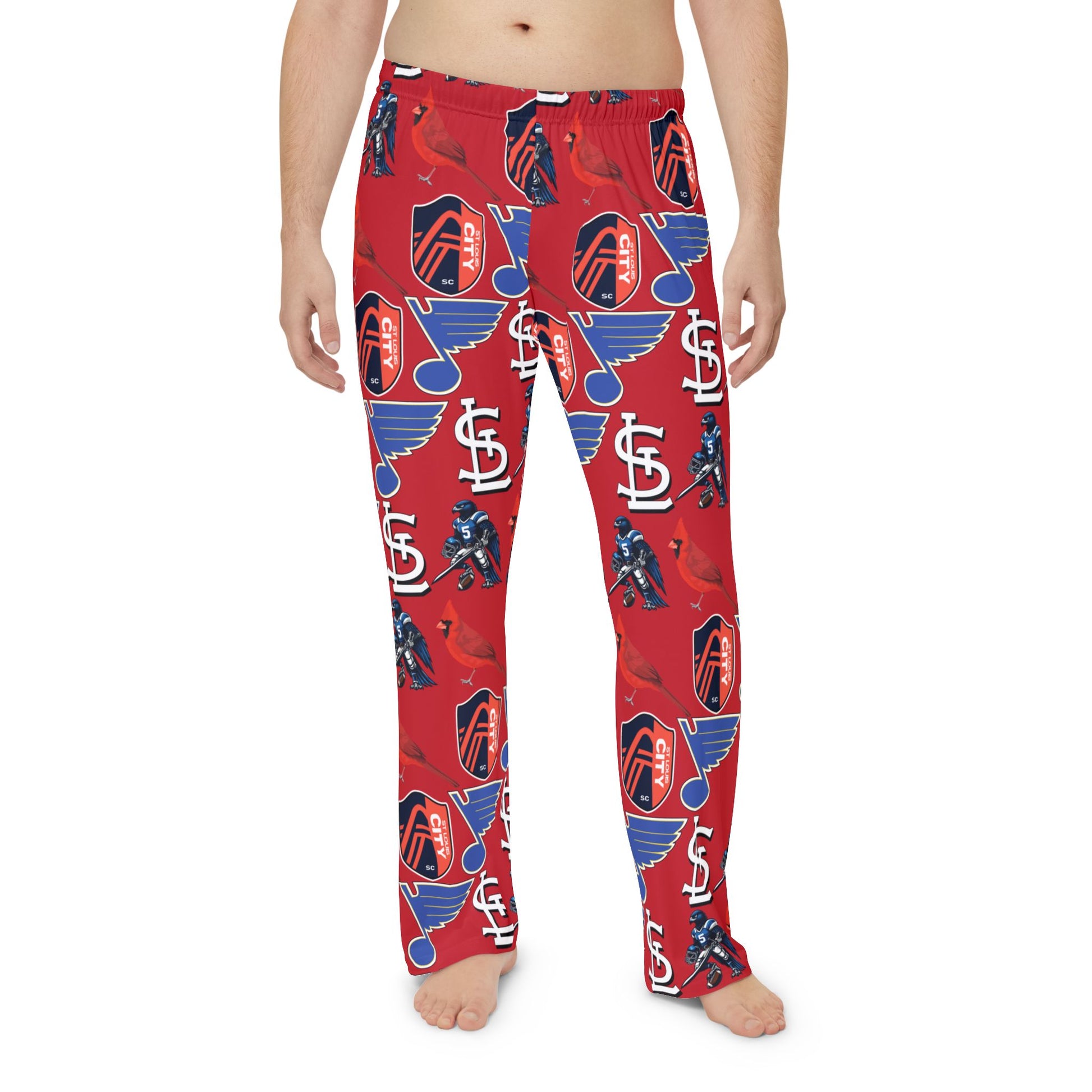 Pajama Pants - St Louis Sports Design in Red Printify
