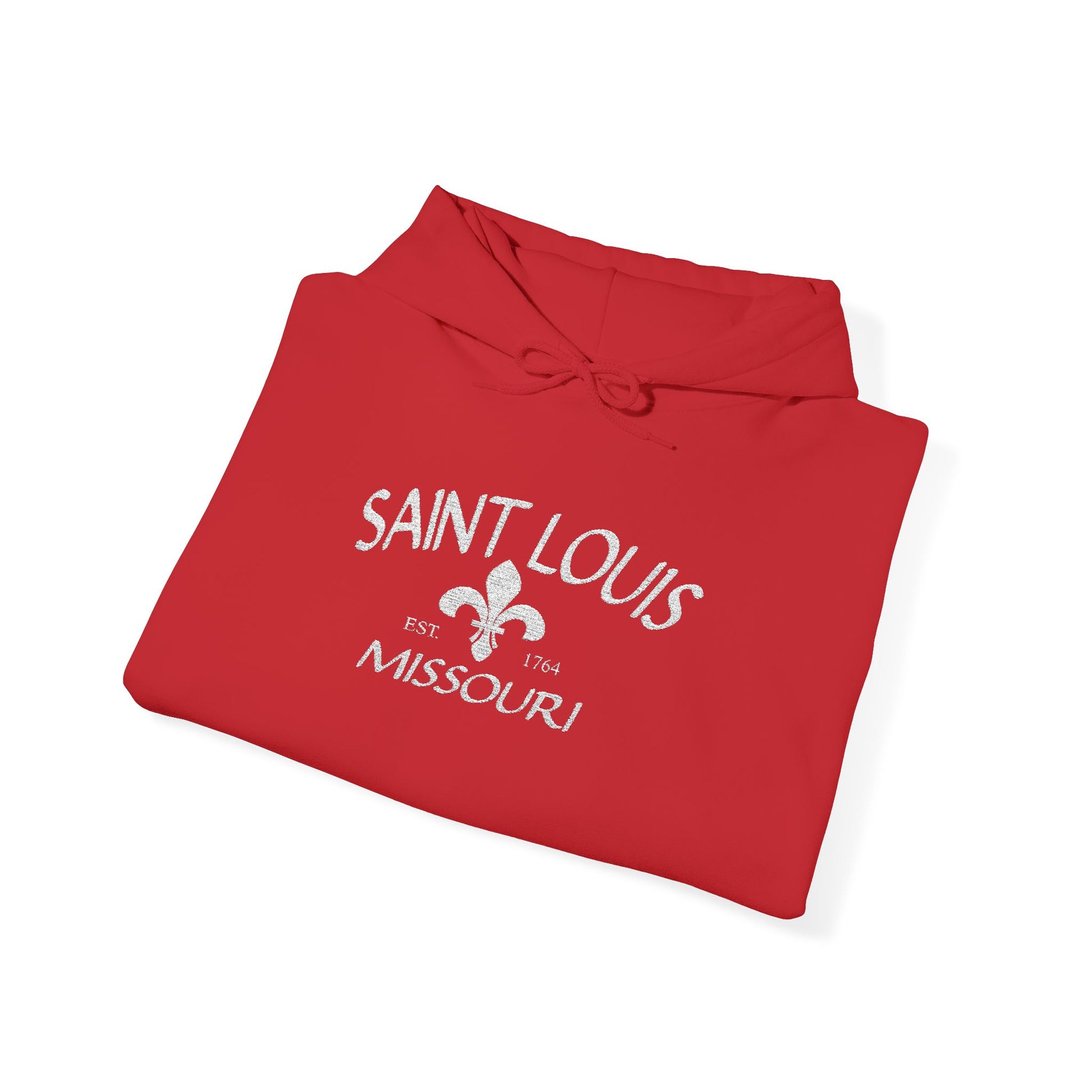Saint Louis Missouri Embroidered Hoodie — White Lettering Printify