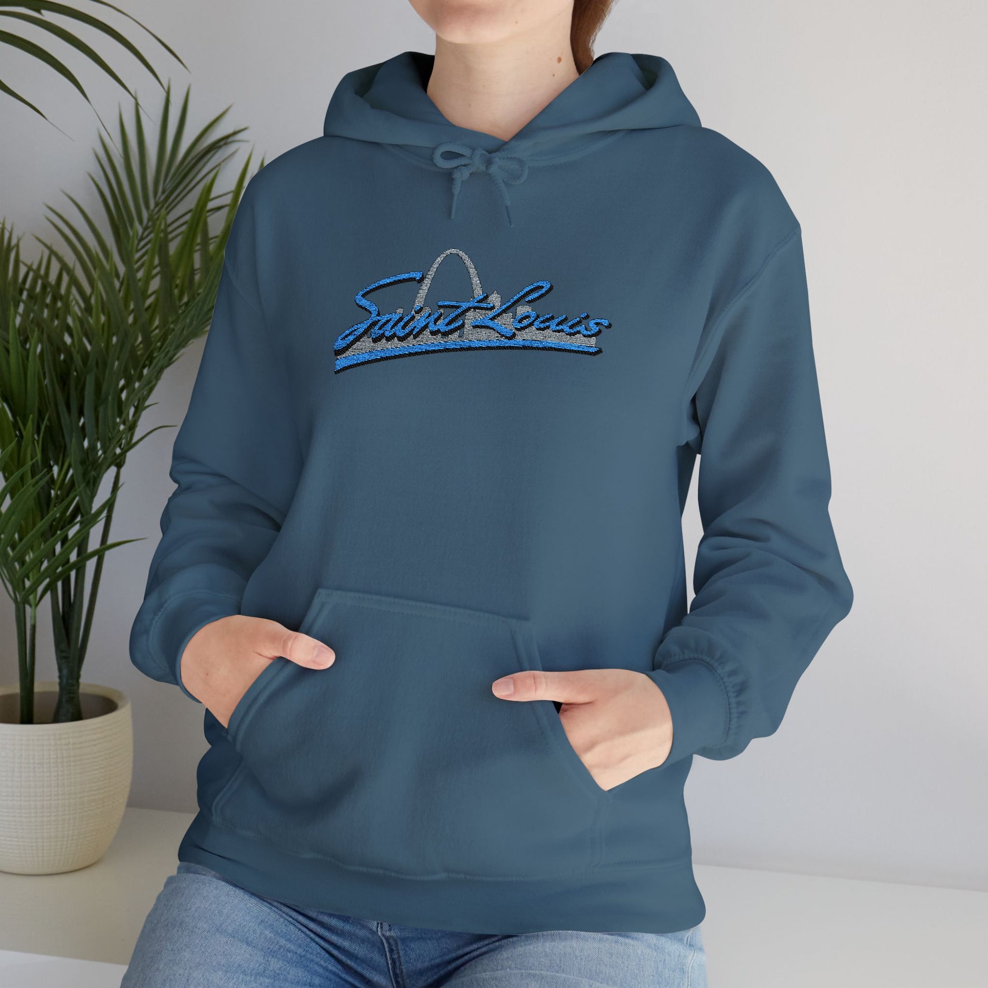 Embroidered Hoodie- Saint Louis Printify