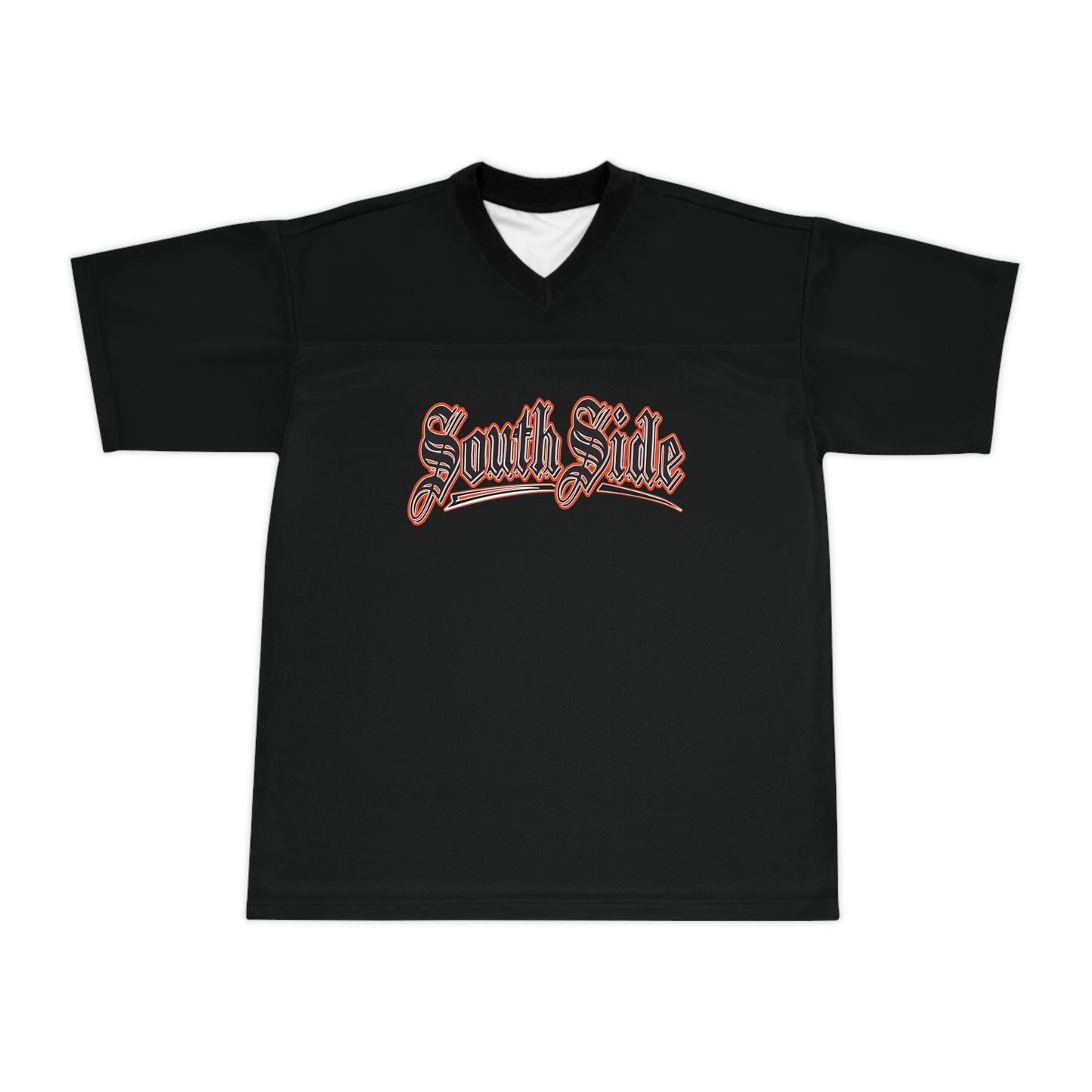 South Side Unisex Football Jersey (AOP) Black & Orange