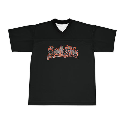 South Side Unisex Football Jersey (AOP) Black & Orange