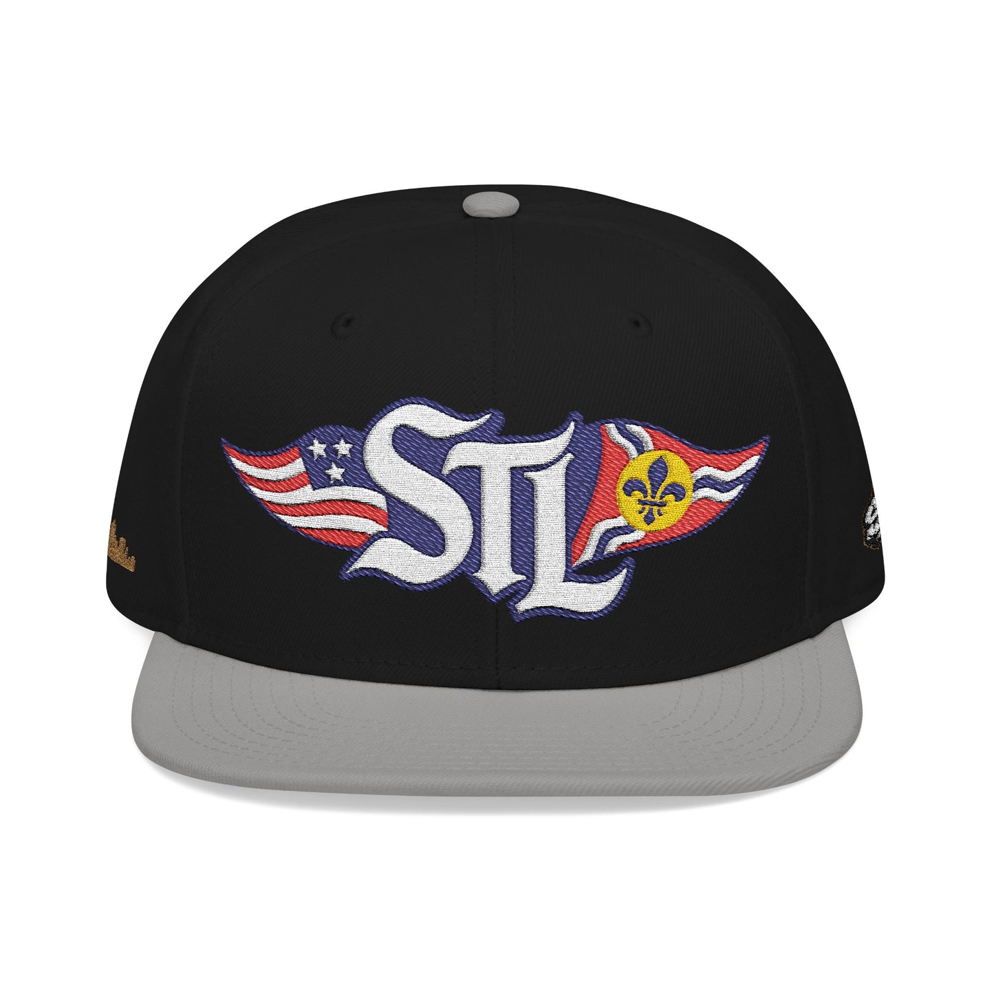 Otto 125‑978 STL Pride Embroidered Hat – Saint Louis Flag, American Flag & Gold Skyline