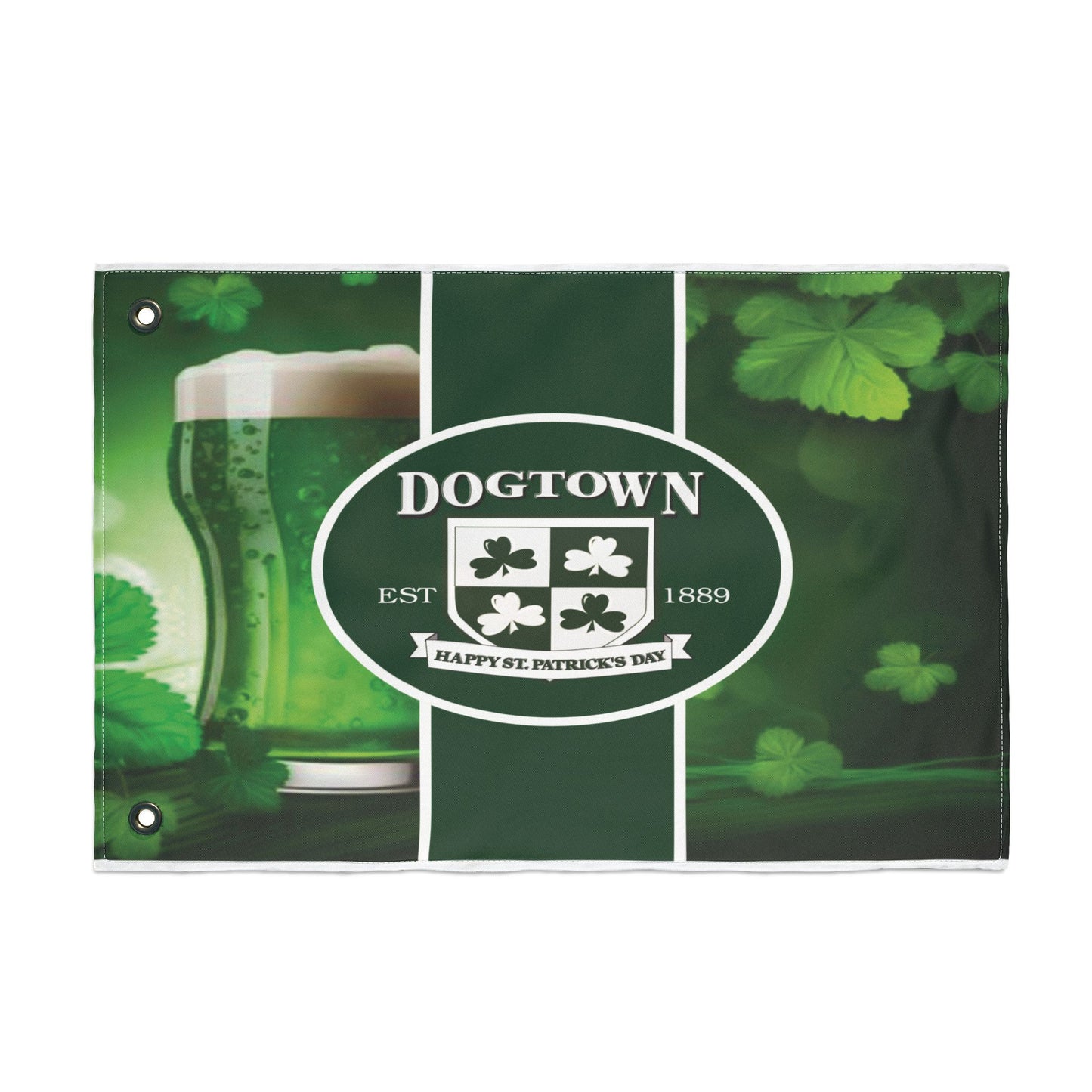 Double Sided Flag- Dogtown Neighborhood St Patrick's Day Printify
