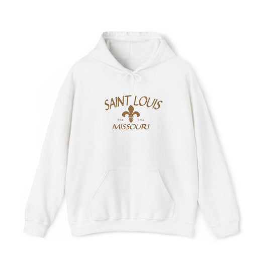 Saint Louis Missouri Embroidered Hoodie — Brown Lettering