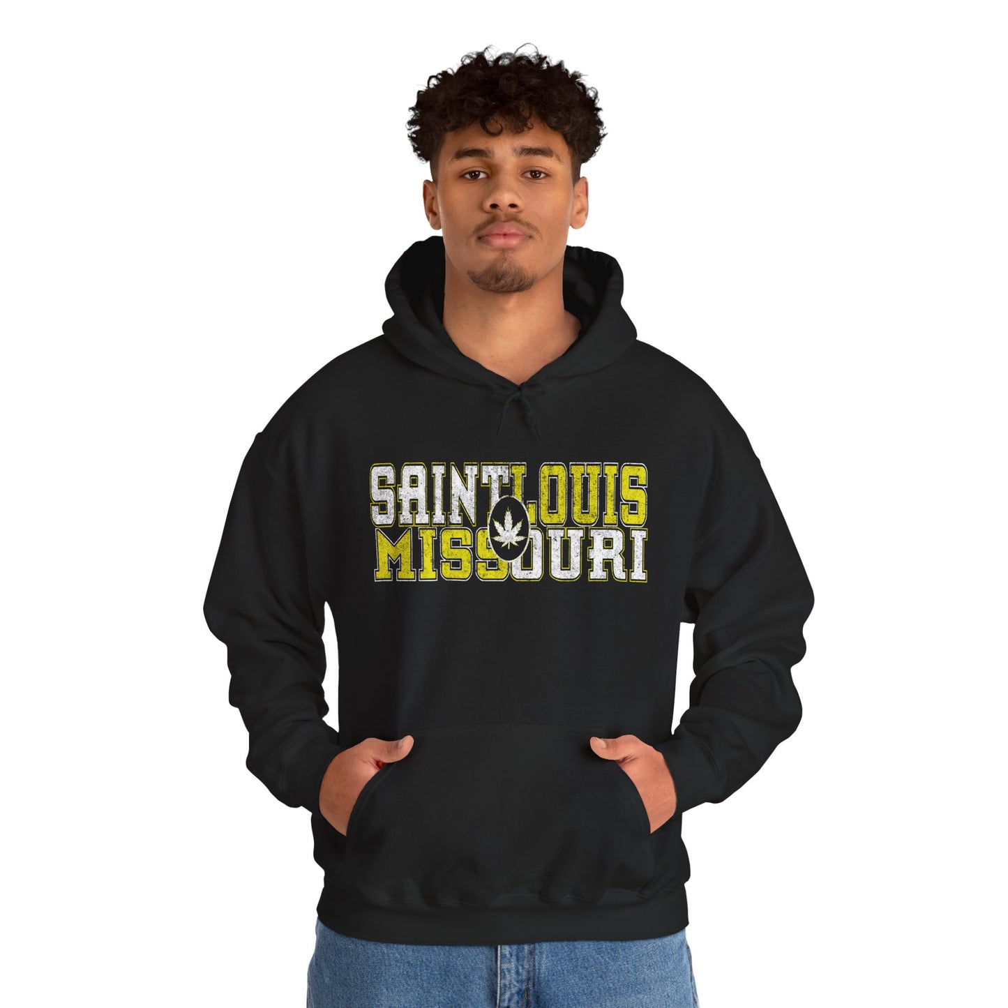 Saint Louis Missouri Hoodie – Retro Collegiate Design with Leaf Emblem