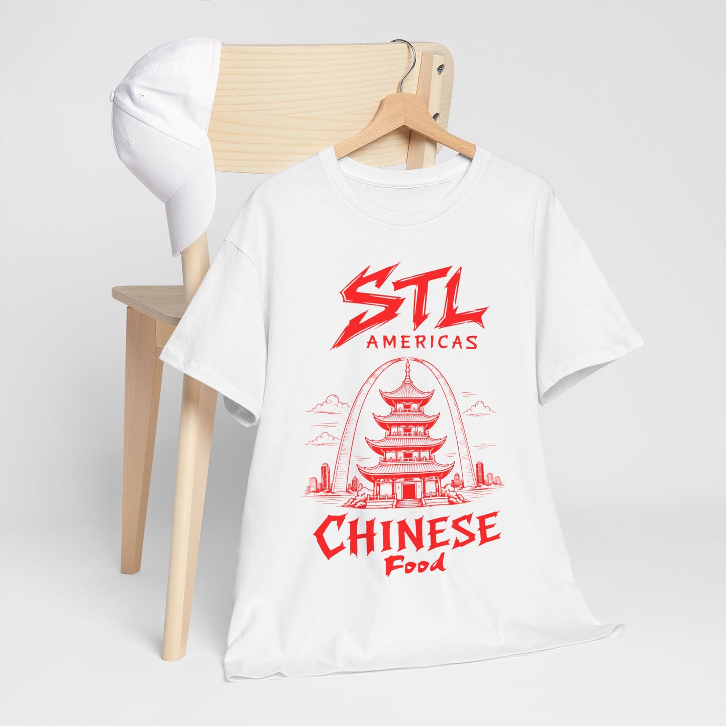 STL Americas Chinese Food T-Shirt — Retro Pagoda Graphic Tee